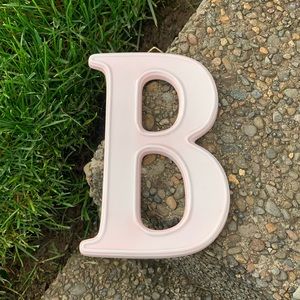 6” Pink Letter B Monogram Initial Ceramic Wall Decor Nursery Wedding Home House